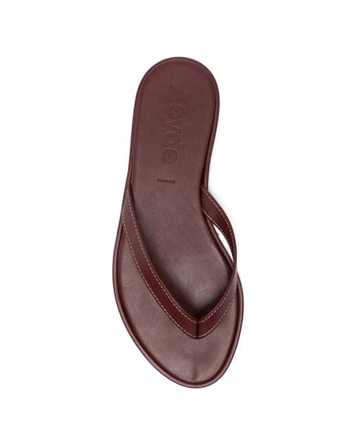 Aeyde Red Contrast-Stitch Thong Sandals