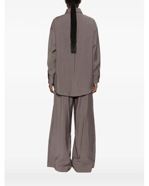 ELEH Brown Knot-Detail Long-Sleeve Shirt