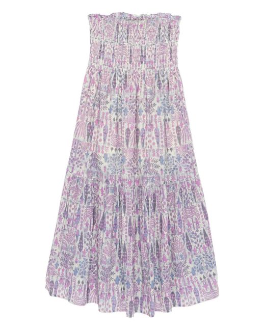 Ba&sh Purple Piala Smocked Floral-Print Dress