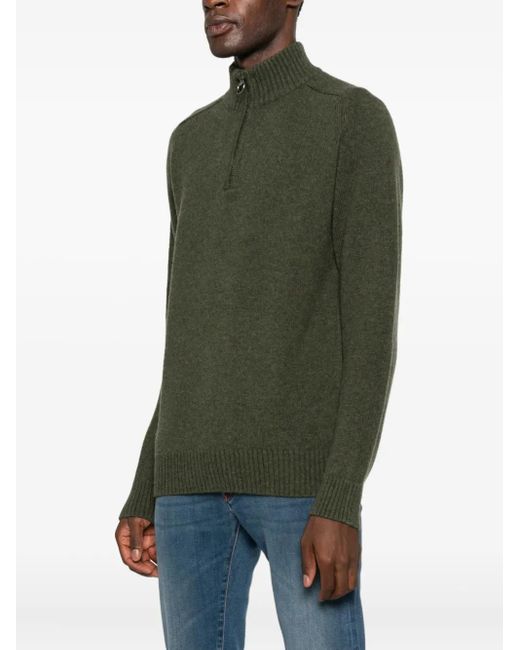 Barbour Green Half-Zip Wool Sweater for men