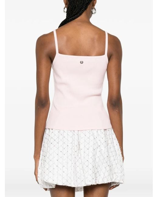 Maje Pink High Straight-Neck Top