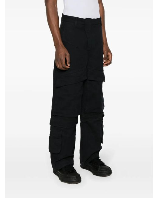 Entire studios Black Hard Wide-Leg Cotton Cargo Trousers