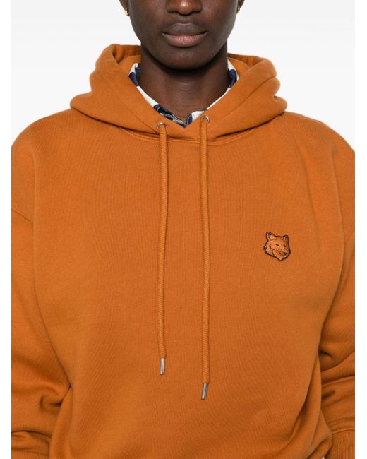 Maison Kitsuné Orange Fox-appliqué Cotton Hoodie