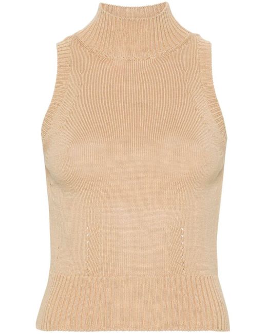 Ermanno Scervino Natural High-neck Knitted Tank Top