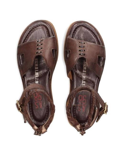 A.s.98 Brown Braided Sandals