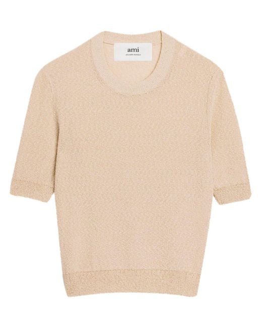 AMI Natural Short-sleeve Knitted Top