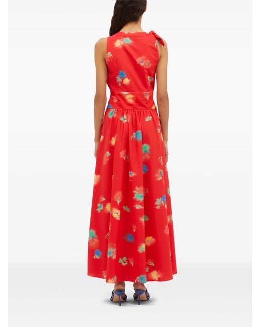 MSGM Red Printed Maxi Dress