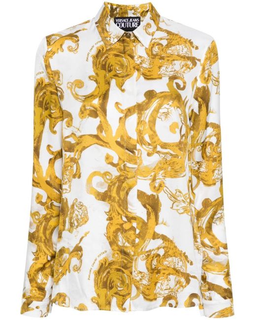 Versace Metallic Hemd mit Watercolour Couture-Print