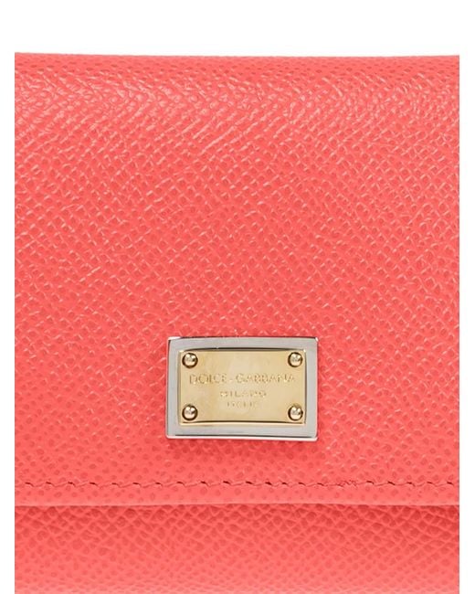 Dolce & Gabbana Red Portefeuille En Cuir À Plaque Logo