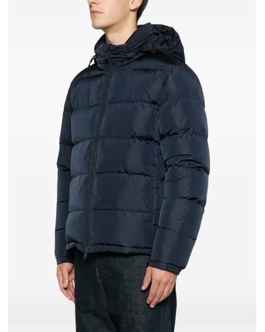 Aspesi Blue Hooded Zip Padded Jacket for men