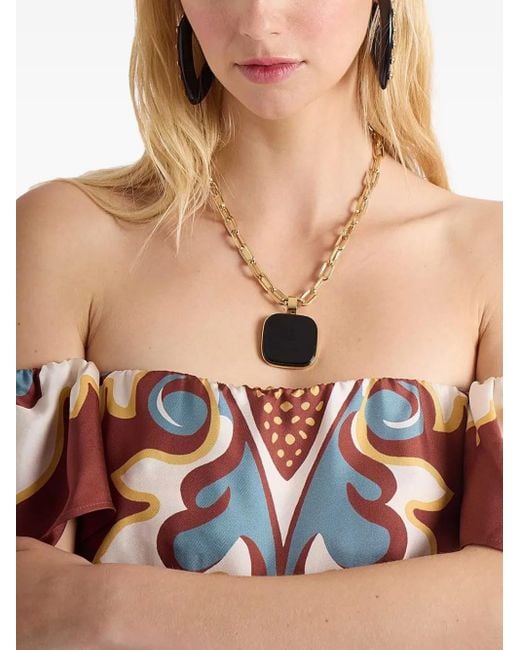 LaDoubleJ Natural Square Pendant Chain Necklace