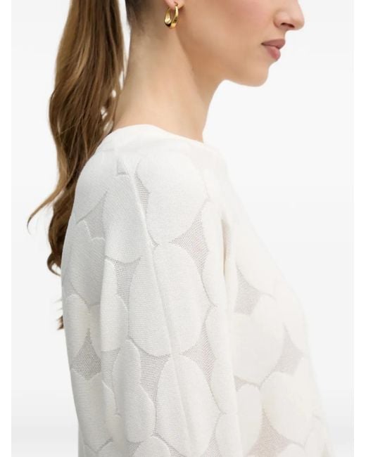 Ouí White Heart-Pattern Sweater