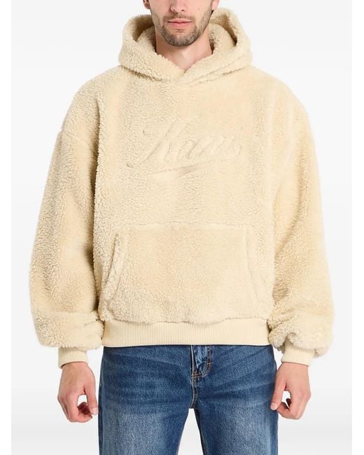 Karlkani Blue Embroidered Fleece-Texture Hoodie for men
