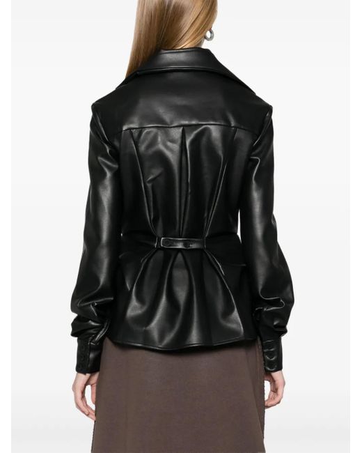 Elena Velez Black Faux-Leather Shirt