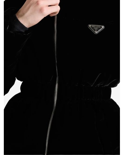 Prada Black Velvet Down Jacket