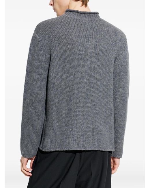 Lisa Yang Gray Sylvan High-Neck Ribbed Sweater for men