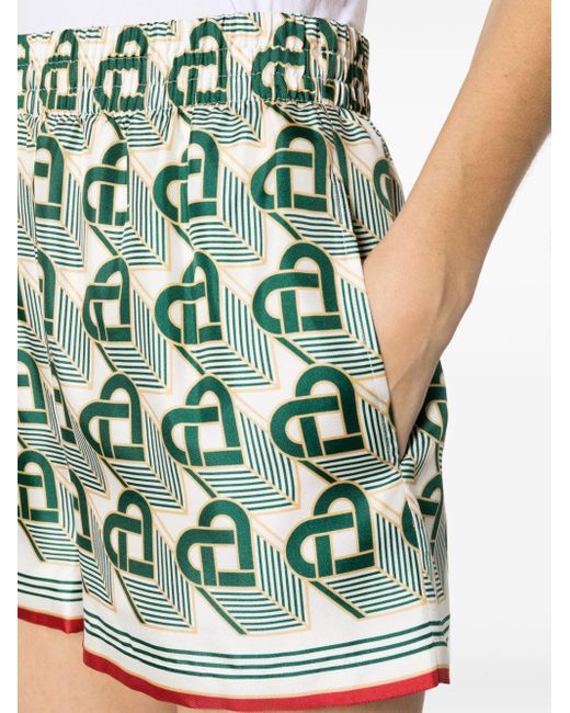 Casablancabrand Green Heart Monogram Silk Boxer Shorts