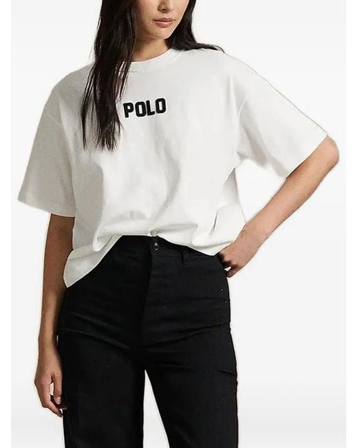 Polo Ralph Lauren Women's White Logo-Embroidered T-Shirt