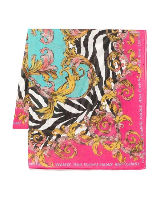 Versace Jeans Couture Pink Animalier Barocco-Print Scarf