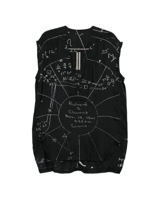 Rick Owens Black Graphic Print Top for men