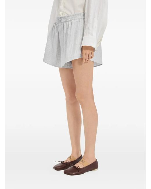 MM6 by Maison Margiela White Striped Shorts
