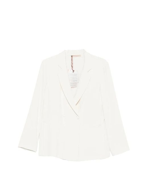Pennyblack White Double-Breasted Notched-Lapels Blazer