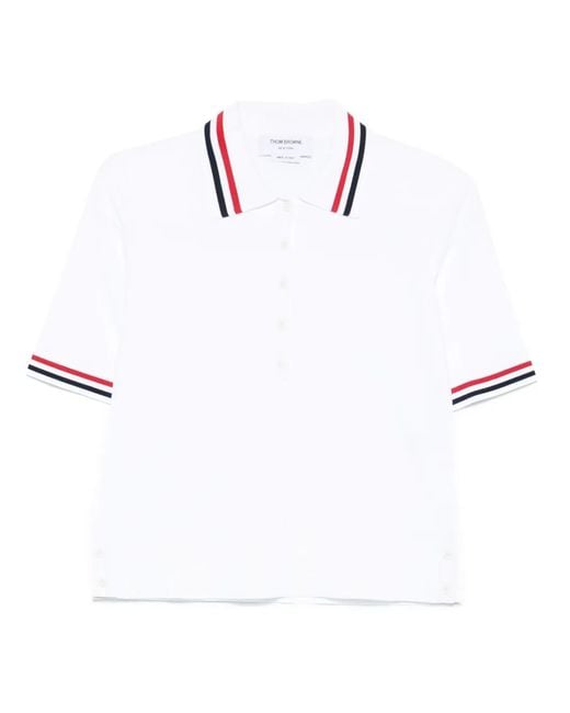 Thom Browne White Jersey Polo Shirt