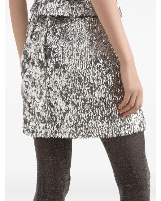 Dolce & Gabbana Gray Sequined Mini Skirt