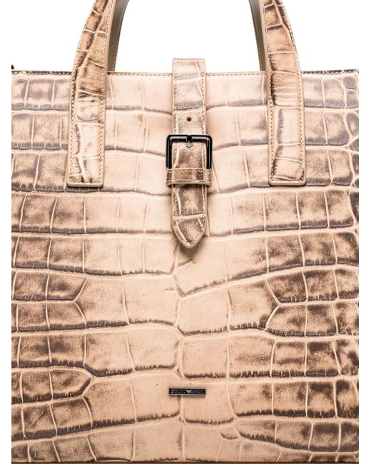 Bolso shopper con efecto de piel de cocodrilo Emporio Armani de hombre de color Brown