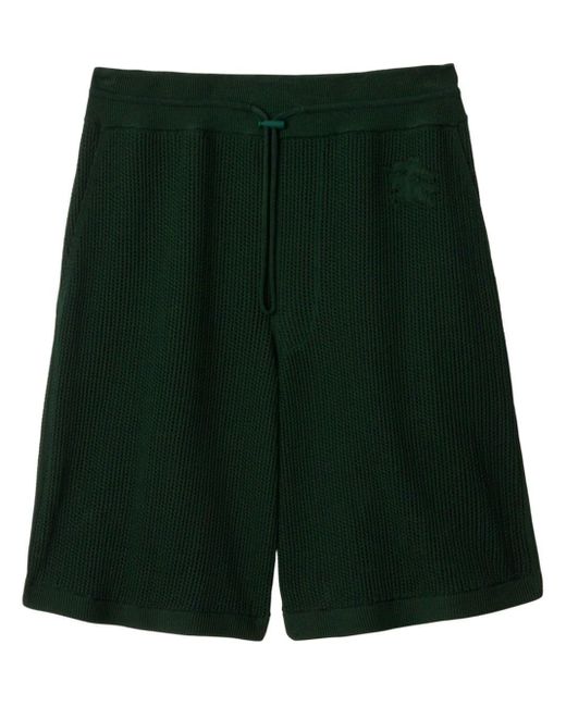 Burberry Green Embroidered-logo Mesh Cotton Shorts for men