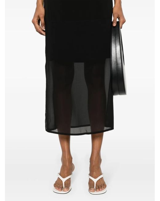 Sportmax Black Semi-Sheer Panel Midi Skirt