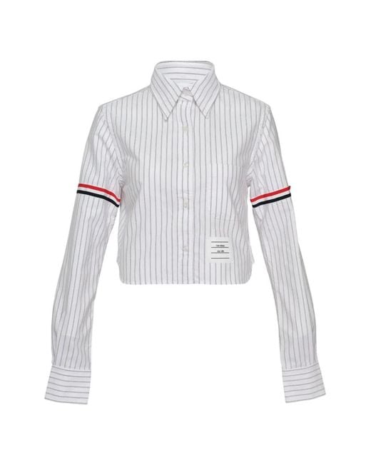 Thom Browne White Striped Cropped Shirt