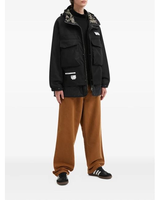 Musium Div. Black Logo-Patch Parka Coat for men