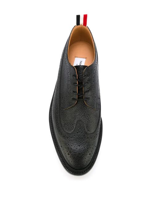 Thom Browne Black Pebbled Leather Longwing Brogues for men