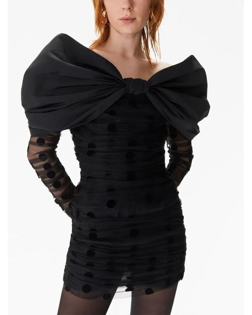 Nina Ricci Black Oversized-Bow Neckline Tulle Dress