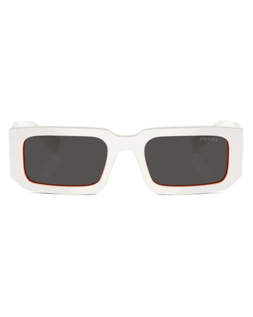 Prada White Rectangular-Frame Sunglasses