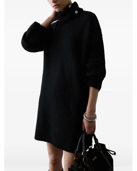 Liu Jo Black Jewel-Button Knit Dress