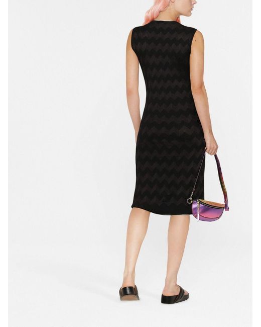 Missoni Chevron-knit Sleeveless Mid-length Dress in Black | Lyst