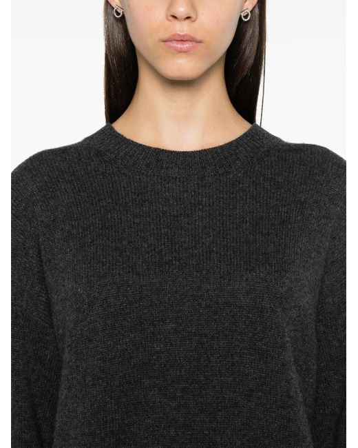 Allude Black Cashmere Crew-Neck Sweater