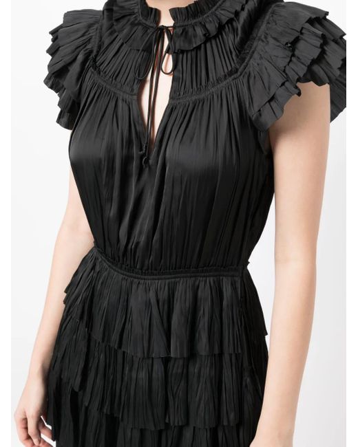 Ulla Johnson Black Vesna Ruffled Mini Dress