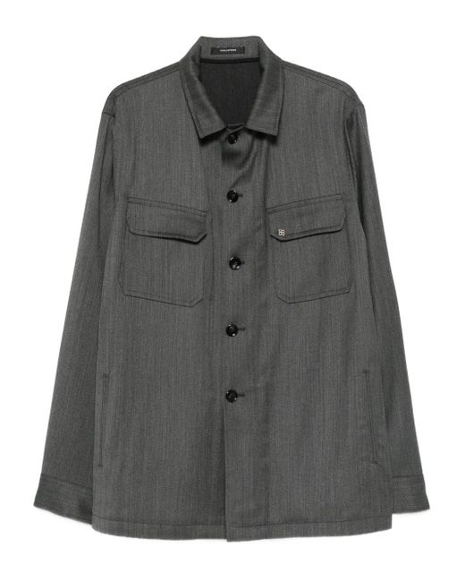 Tagliatore Black Logo-Appliqué Shirt Jacket for men