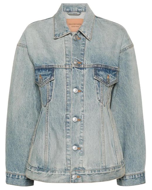 Balenciaga Hourglas Denim Jack in het Blue