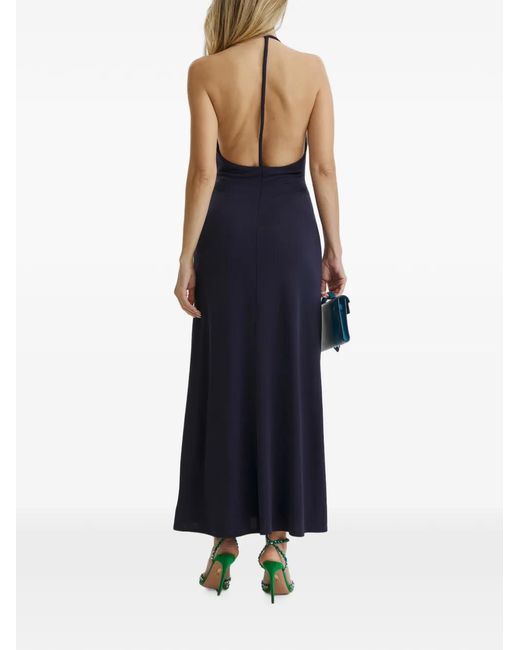 CuAnna Blue Halterneck Ruched Dress
