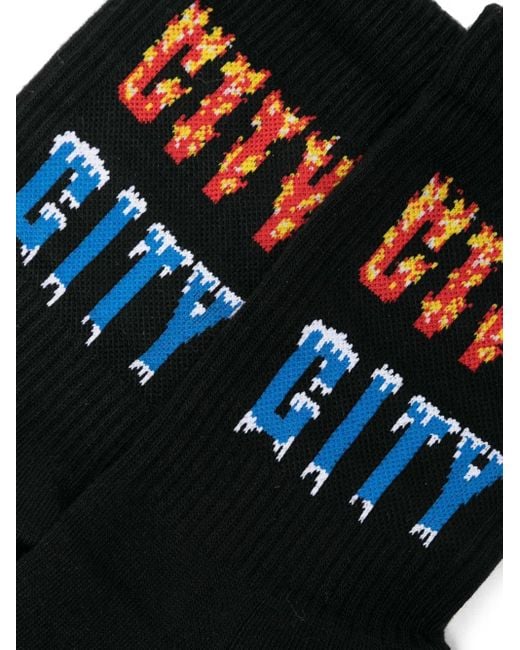 Rabanne Black Ribbed-Knit Socks for men