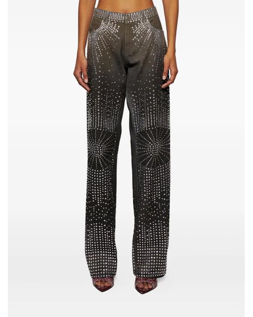 The Attico Gray Rhinestone-Embellished Jeans