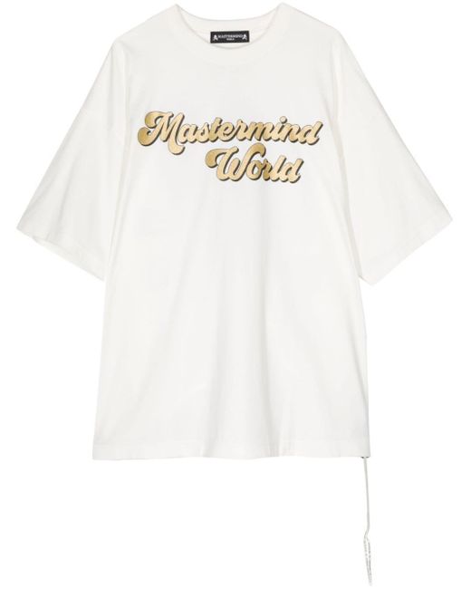 MASTERMIND WORLD White Glitter Skull Cotton T-shirt for men