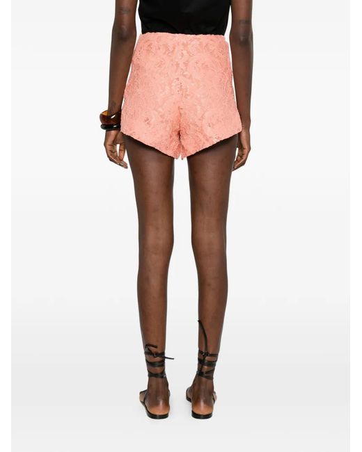 ACTUALEE Pink Lace-Patterned Shorts