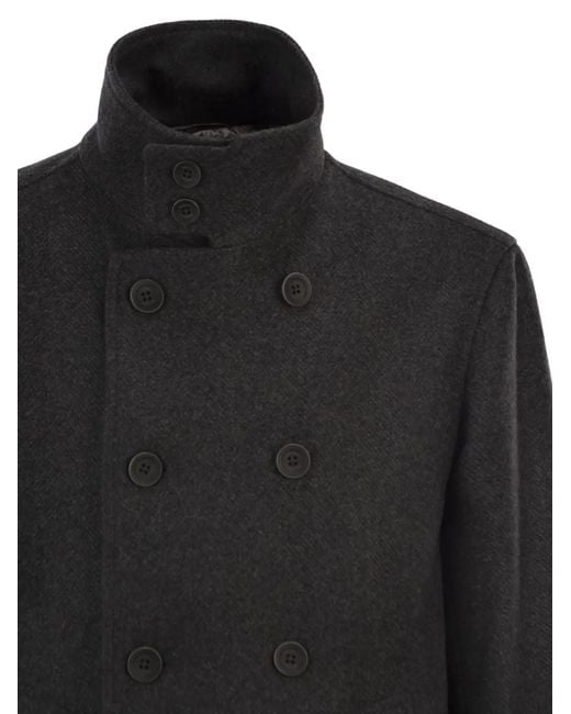 Herno Black Double-Breasted Coat for men