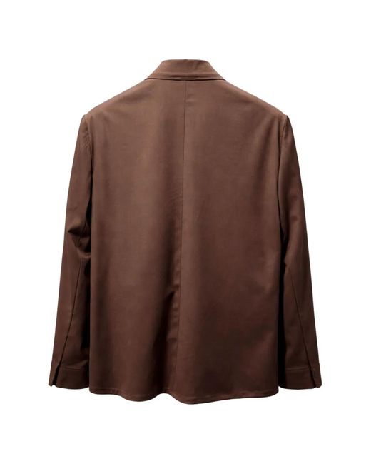 Franzese Collection Brown Chest-Pockets Button-Down Jacket for men