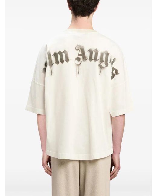 Palm Angels White Graphic-Print Cotton T-Shirt for men